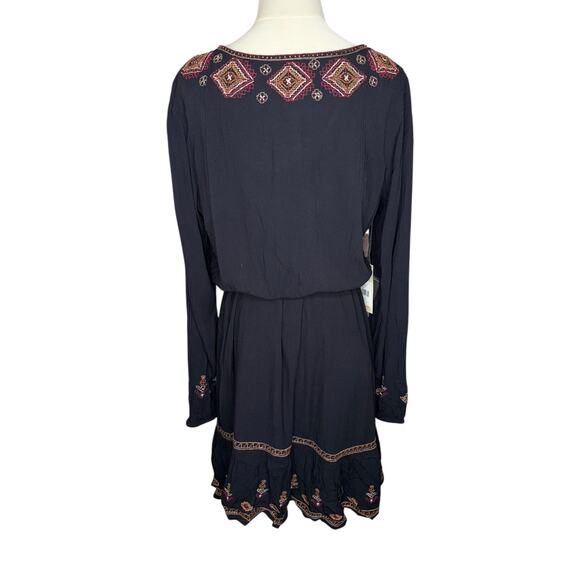 NWT Idyllwind Black Hurst Western Long Sleeve Midi V Neck Dress Size Large - Picture 7 of 12